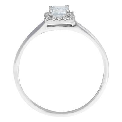 Bague Diamant Radiant 0,50 ct GIA, Halo en Or Blanc 750 - Divine