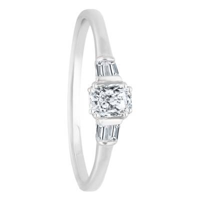 Bague Diamant Radiant 0,30 ct GIA en Or Blanc 750 - Divine