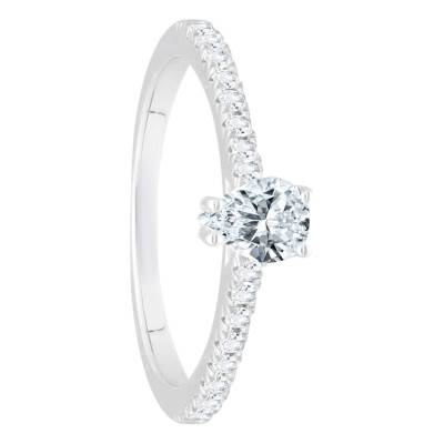 Bague Diamant Poire 0,25 ct et son Pavage en Or Blanc 750 - Divine