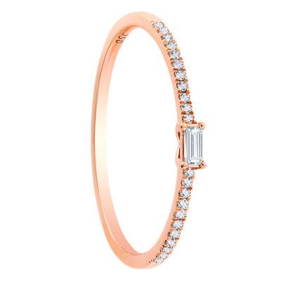 Bague solitaire, Or Rose 750 & diamants 0,10 ct - Divine