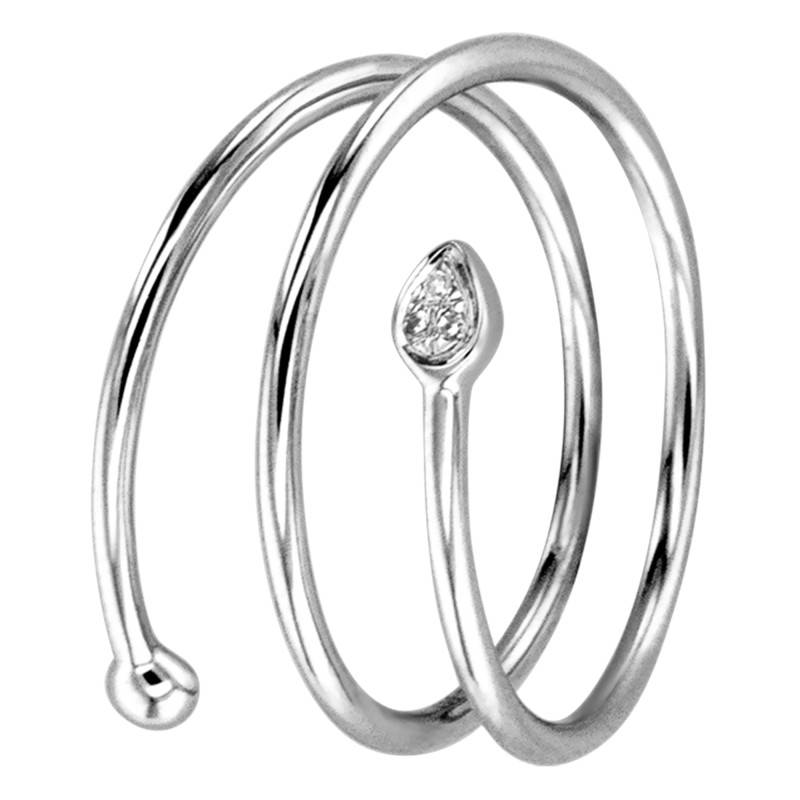 750/1000 White Gold & Diamond Serpentine Ring - Divine
