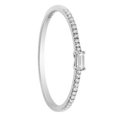Bague solitaire, Or Blanc 750 & diamants 0,10 ct - Divine