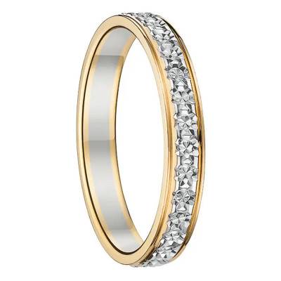 Alliance Ruban Standard Amour en 2 Ors 750 & Rail de Diamants, Largeur 3 mm - Gaïa