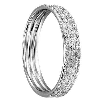Bague Trois Anneaux Or Blanc et Diamants - Divine