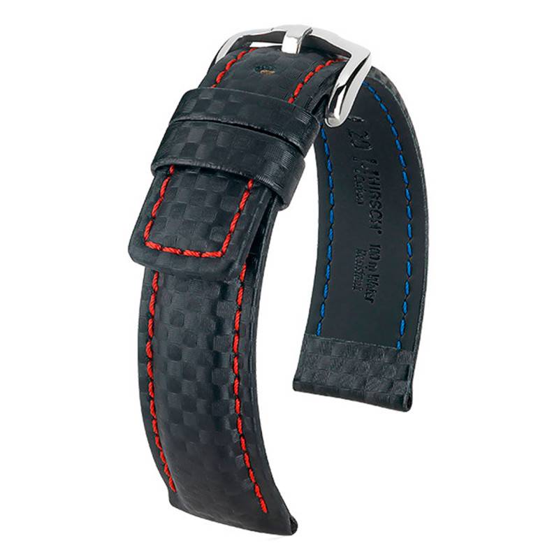 Carbon Black/Red Watch Strap 02592052 - Hirsch