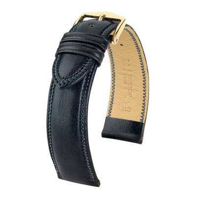 Ascot Black Gold Watch Strap 01575050 - Hirsch
