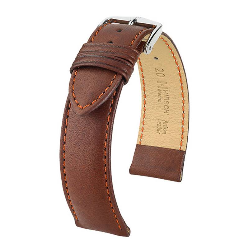 Brown Golden Silver Merino Watch Strap 01206070 - Hirsch