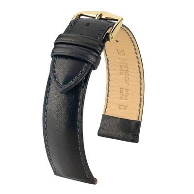Merino Black Silver Gold Watch Strap 01206050-2-20 - Hirsch