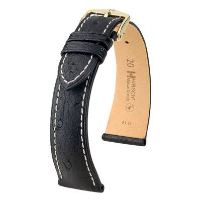 Massai Ostrich Black / White Watch Strap 0426251 - Hirsch