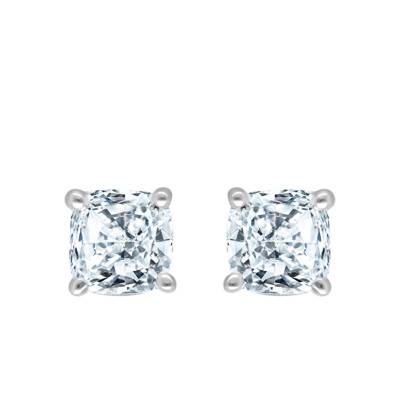 Puces d'oreilles Diamants Coussin 0,50 ct en Or Blanc 750 - Divine