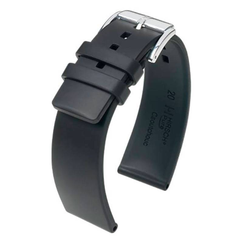 Pure Black Rubber 40538850 Watch Strap - Hirsch