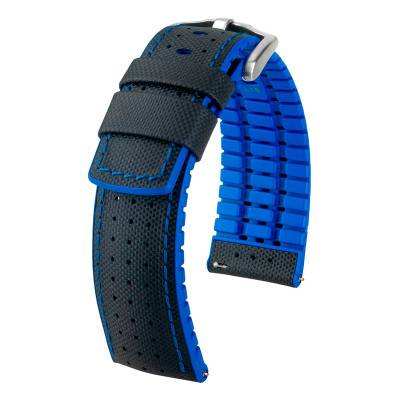 Hirsch Robby Black Blue Silver Watch Band 0918094050-4 - Hirsch
