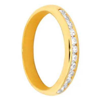 Alliance Demi-Tour Moulouya en Or Jaune 750 & Diamants 0.25ct, Largeur 3,50 mm - Fair'Belle