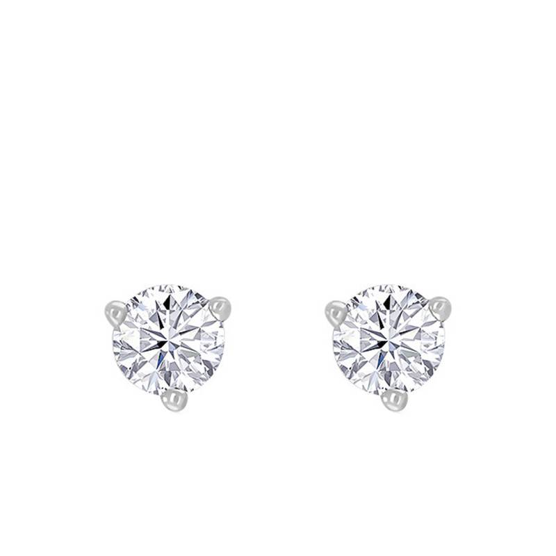 750 White Gold & HP1 Diamond 3-Prong Stud Earrings - Divine