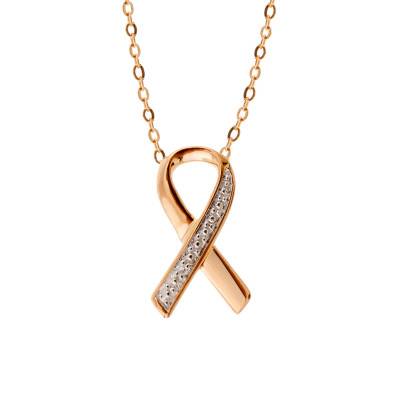 Collier Ruban Grainé Diamants en Or Rose 375, Longueur 40 cm - Divine