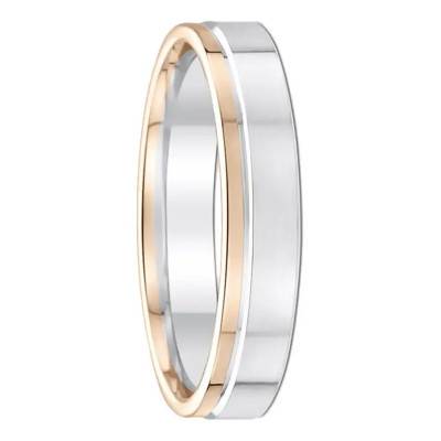 Alliance Ruban Standard Santa Juan en 2 Ors Blanc et Rose 750, Largeur 4,5 mm - Gaïa