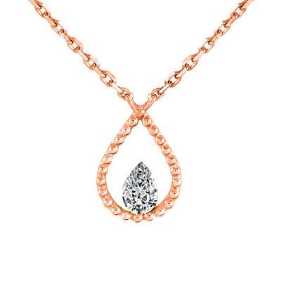 Collier Palline, Diamant poire 0,10 carat FSI et Or Rose 750, Longueur 40 cm - Divine