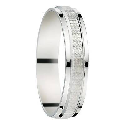 Avon River Standard Ribbon 750/1000 White Gold Wedding Ring, Width 3.5 mm to 4.5 mm - Fair'Belle