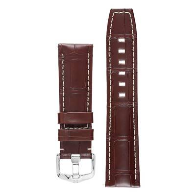 Bracelet de montre Tritone Alligator Brun foncé / blanc 086 07 0 18 - Hirsch