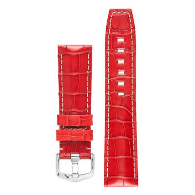 Bracelet de montre Tritone Selection Alligator Rouge / Blanc 086 07 0 28 - Hirsch