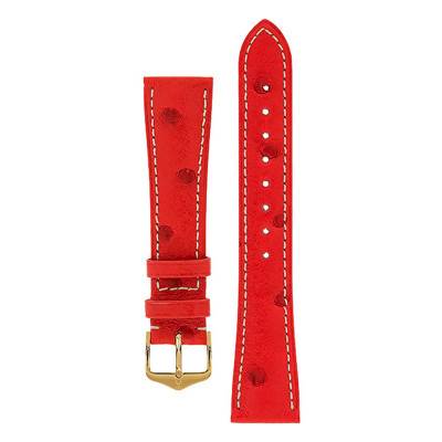 Red White Ostrich Massai Selection Leather Strap 046221 14mm to 22mm - Hirsch
