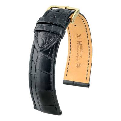 Matte Black Genuine Alligator Watch Bracelet 1020 07 59 - Hirsch