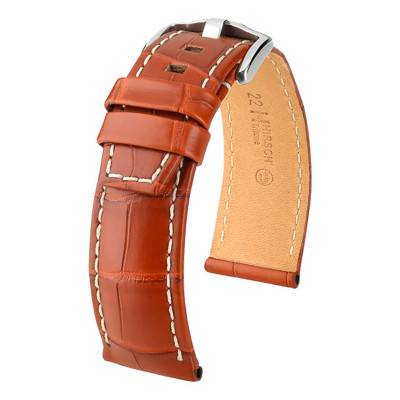 Bracelet de montre Tritone Alligator brun or mat / blanc 086 07 0 78 - Hirsch