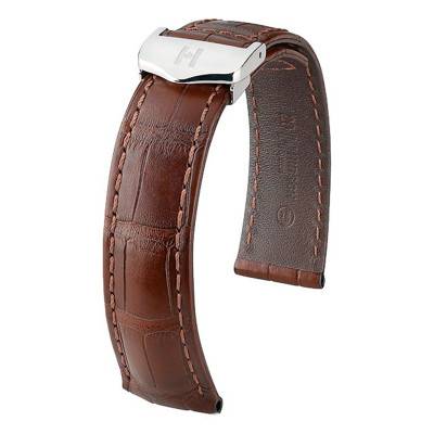 Brown Alligator Leather Speed Watch Strap 07407419 19mm to 22mm - Hirsch