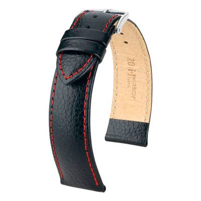Kansas Black / Red Watch Strap 015 02 0 51 - Hirsch