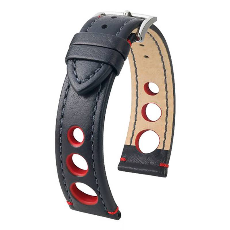 Black/Red Rally Watch Strap 051 02 0 52 - Hirsch