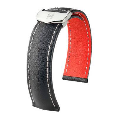 Bracelet de montre Speed Calfskin Noir et Blanc 07402451 sans boucle - Hirsch