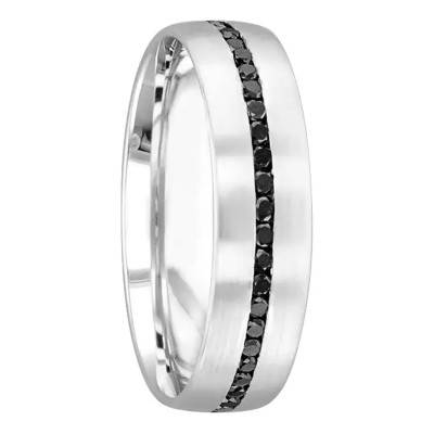 Alliance Arly en Or Blanc 750 & Diamants Noirs, Largeur 6 mm - Gaïa