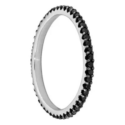 Alliance Rhin en Or Blanc 375 & Diamants noirs, Largeur 1,80 mm - Gaïa