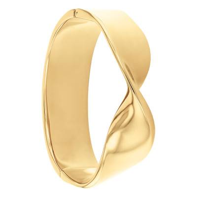 Bracelet Jonc Ethereal Metals en Acier Doré, Diamètre 17,5 cm, Largeur 2,50 cm - 35000532 - Calvin Klein