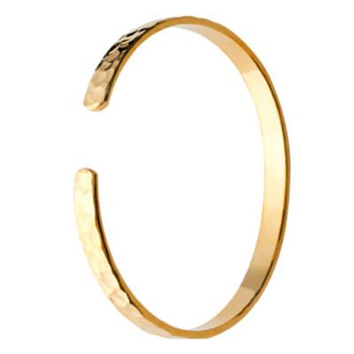 750 Yellow Gold-Plated Hammered Open Bangle, Diameter 56 mm, Width 5 mm - Naïades