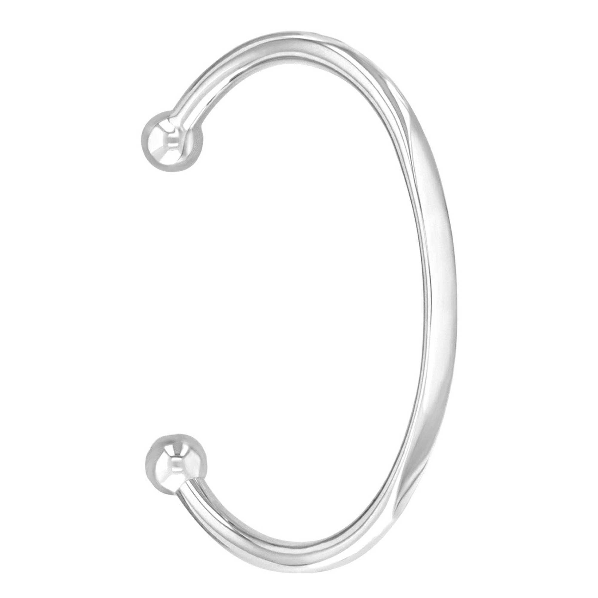 Bracelet En Argent Sterling - Forme Ronde, Fermoir Sans Ouverture Apparente, Occasion