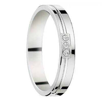 Alliance Ruban Standard Minho en Or Blanc 375 & Diamants, Largeur 3,50 mm - Gaïa