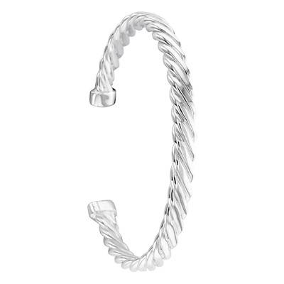 925 Silver Twisted Open Bangle, Diameter 62 mm, Width 5 mm - Artemis