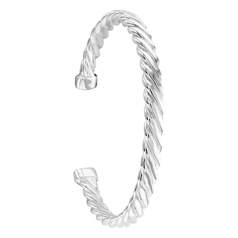 925 Silver Twisted Open Bangle, Diameter 62 mm, Width 5 mm - Artemis