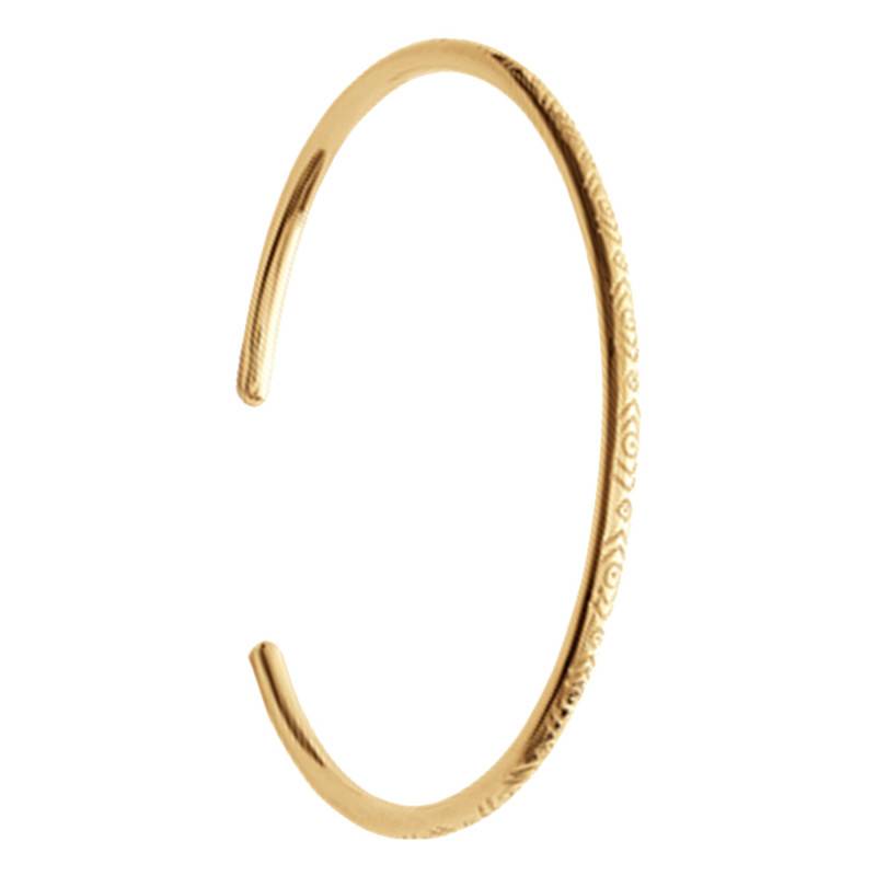 750 Yellow Gold-Plated Fine Open Aztec Bangle, Diameter 58 mm, Width 3 mm - Naïades