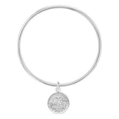 Bracelet Jonc avec Pièce en Argent 925, Diamètre de 60 à 70 mm, Largeur 2,50 mm - Artemis