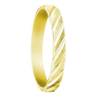 9K Yellow Gold Standard Ribbon Brushed Cut Wedding Ring Rio Grande 4 mm - Fair'Belle