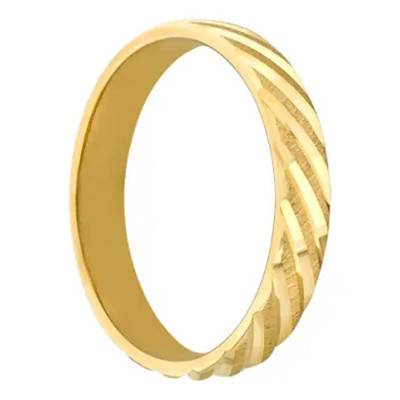 9K Yellow Gold Standard Ribbon Brushed Cut Wedding Ring Rio Grande 4 mm - Fair'Belle