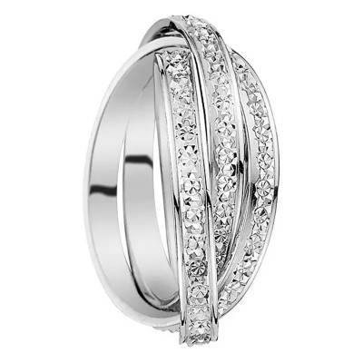 Alliance Triple Diamantée en Or Blanc 375, Largeur 2,50 mm - Gaïa