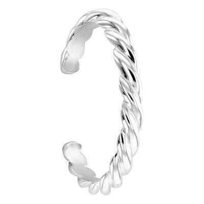 925 Silver Semi-Twisted Open Bangle, Diameter 65 mm, Width 8 mm - Artemis