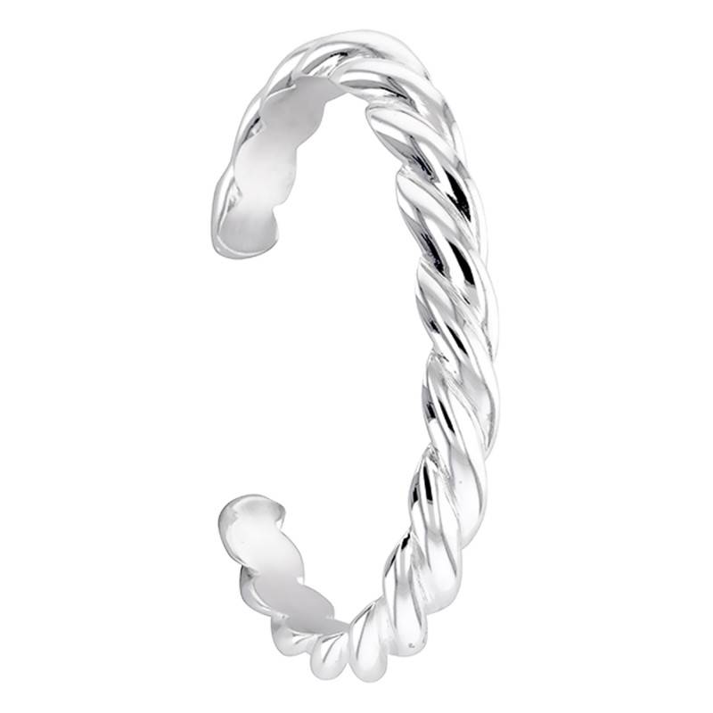 925 Silver Semi-Twisted Open Bangle, Diameter 65 mm, Width 8 mm - Artemis