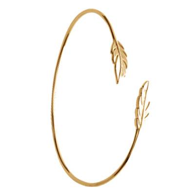 750 Yellow Gold-Plated Open Feather Bangle, Diameter 56 mm - Naïades