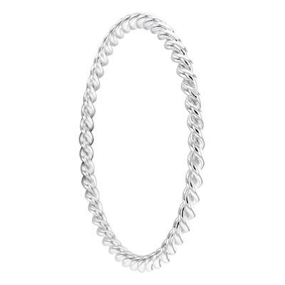 925 Silver Flat Twisted Bangle, 62 mm Diameter, 4 mm Width - Artemis