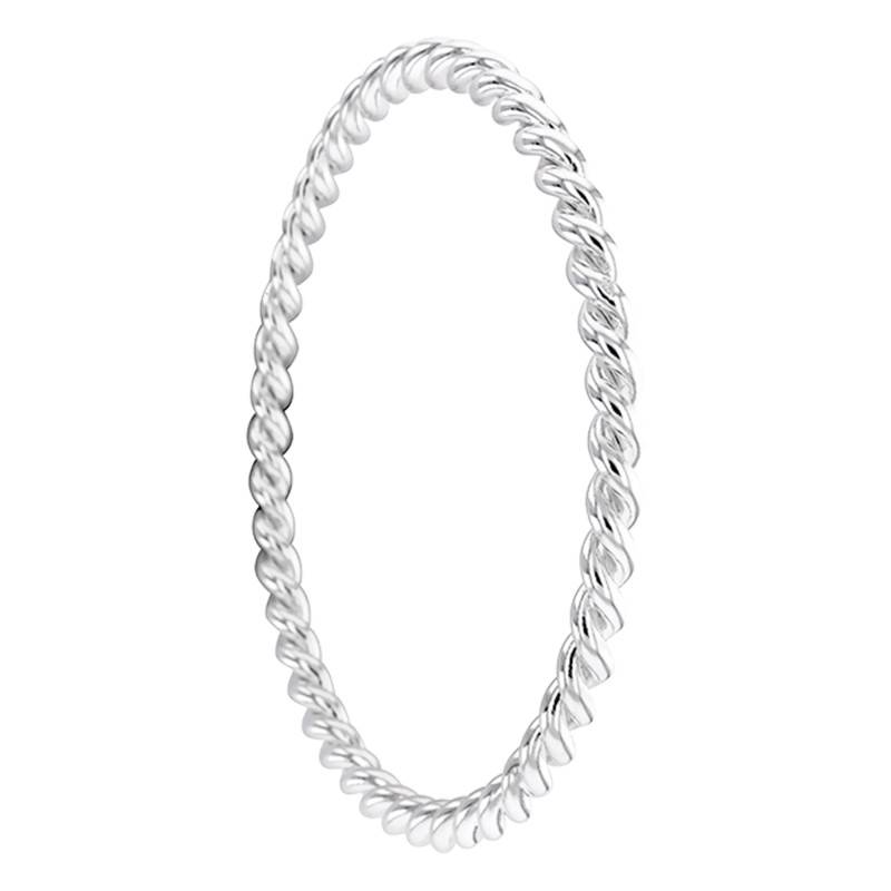 925 Silver Flat Twisted Bangle, 62 mm Diameter, 4 mm Width - Artemis