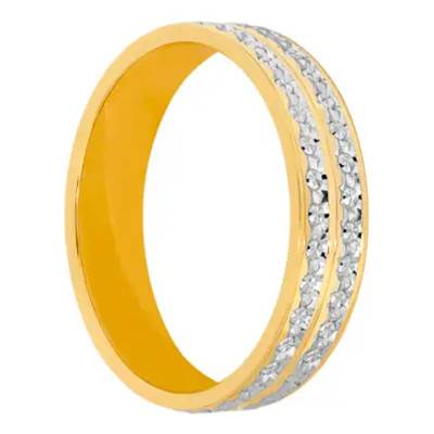 Alliance Ruban Standard Duo d'Amour Diamantée en 2 Ors 375, Largeur 5 mm - Gaïa